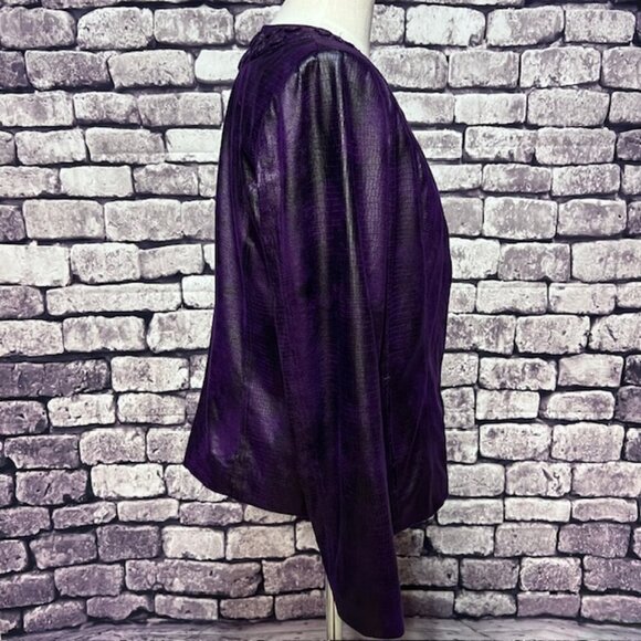 Chico's Purple Faux Leather Long Sleeve Jacket Size M - Picture 7 of 8